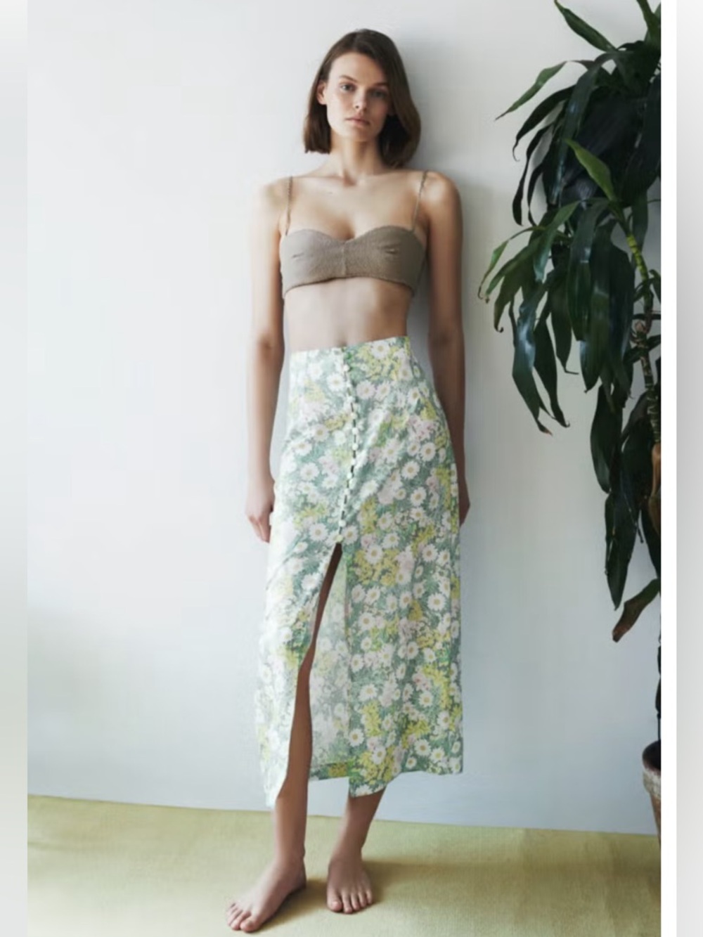 ZARA daisy meadow floral print midi skirt